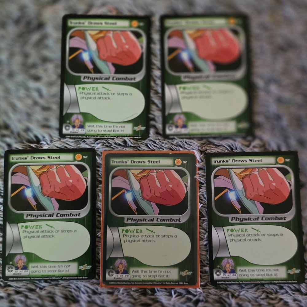 Lot of 5 Dragon Ball Z TCG Trunks Draws Steel 92 Trunks Saga Score 2001 Cards